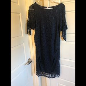 Navy lace pinkblush maternity dress